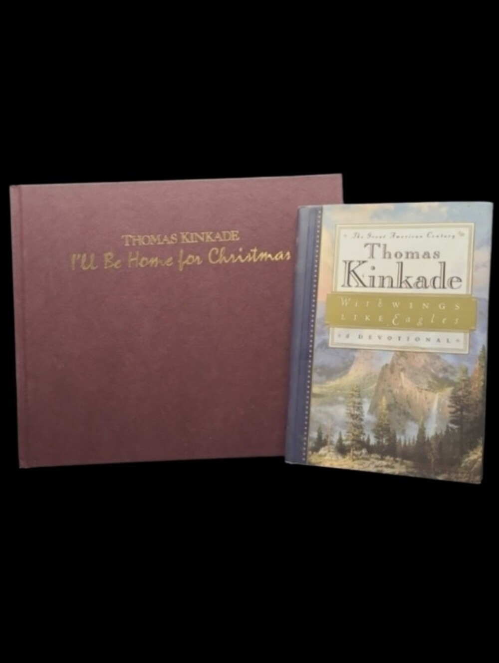 2 THOMAS KINKADE BOOKS- I'LL BE HOME FOR CHRISTMAS- WITH WINGS LIKE EAGL…